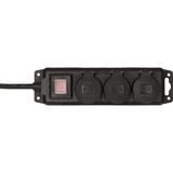 Brennenstuhl Outdoor-Steckdosenleiste IP44, 3-fach mit Schalter schwarz, 2 Meter