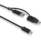 ICY BOX USB 3.2 Gen 2 Kabel, USB-C Stecker > USB-A + USB-C Stecker schwarz, 1 Meter