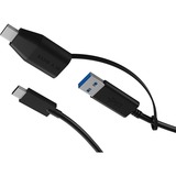 ICY BOX USB 3.2 Gen 2 Kabel, USB-C Stecker > USB-A + USB-C Stecker schwarz, 1 Meter
