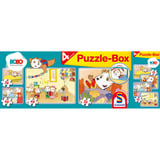 Schmidt Spiele Bobo Siebenschläfer Puzzle-Box im Metallkoffer 2x 26 Teile, 2x 48 Teile