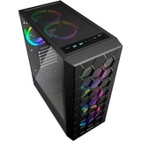 Sharkoon RGB HEX, Tower-Gehäuse schwarz, Seitenteil aus gehärtetem Glas