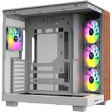Thermaltake View 380 XL WS ARGB , Tower-Gehäuse weiß/holz, Tempered Glass x 2, Holz-Struktur