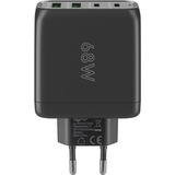 goobay USB-C Multiport-Schnellladegerät, PD, GaN, 68 Watt schwarz, 2x USB-C, 2x USB-A, Power Delivery, QuickCharge