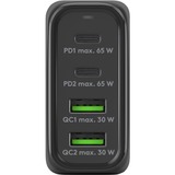goobay USB-C Multiport-Schnellladegerät, PD, GaN, 68 Watt schwarz, 2x USB-C, 2x USB-A, Power Delivery, QuickCharge
