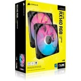 Corsair iCUE LINK RX140 RGB Dual, Gehäuselüfter schwarz, 2er Pack