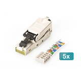 Digitus CAT 6A Feldstecker STP Staubkappe/Knickschutz, 5 Stück silber