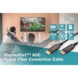 Digitus DisplayPort AOC Hybrid Glasfaserkabel, UHD 8K schwarz, 30 Meter