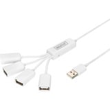 Digitus Slim Spider USB-Hub, USB-A 2.0 Stecker > 4x USB-A Buchse weiß, 1 Meter