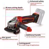 EINHELL Power X-Change Akku-Winkelschleifer TE-AG 18/115-2 Li - Solo, 18Volt rot/schwarz, ohne Akku und Ladegerät