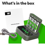 GP Batteries USB Akkuladegerät B441, 4 Ladeslots, inkl. Docking Station D451 grau, inkl. 4x GP Akkus AA 2.100mAh