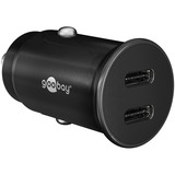 goobay Dual-USB-C Auto-Schnellladegerät 30 Watt, PD schwarz, 2x USB-C, Power Delivery, 12 / 24 Volt
