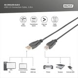 Digitus USB 2.0 Anschlusskabel USB-A (Stecker) > USB-B (Stecker) schwarz, 1,8 Meter