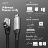 Digitus USB-C 3.2 Gen1 > RJ-45 Ethernet Kabel, 1Gbit/s, Adapter schwarz, 3 Meter, 10/100/1.000Mbit/s