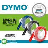 Dymo ORIGINAL Vinyl selbstklebendes Prägeband, Schriftband weißer Druck auf schwarzem Untergrund, 520109