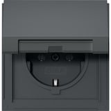 Gira Schutzkontaktsteckdose Typ F 16 Ampere 250 Volt mit Klappdeckel und geerdetem Tragring anthrazit, Retail