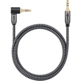 goobay Plus Audio Verbindungskabel AUX 3,5mm stereo, 90° schwarz/silber, 2 Meter, abgewinkelt