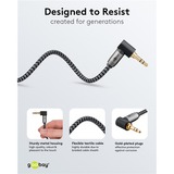 goobay Plus Audio Verbindungskabel AUX 3,5mm stereo, 90° schwarz/silber, 2 Meter, abgewinkelt