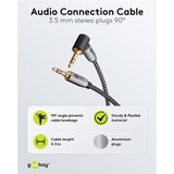 goobay Plus Audio Verbindungskabel AUX 3,5mm stereo, 90° schwarz/silber, 2 Meter, abgewinkelt