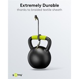 goobay Plus Audio Verbindungskabel AUX 3,5mm stereo, 90° schwarz/silber, 2 Meter, abgewinkelt