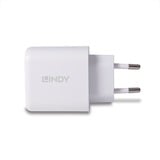 Lindy Ladegerät 65 Watt USB-A & C GaN Charger weiß, 1x USB-A, 1x USB-C PD 3.0, GaN, PPS