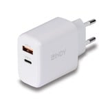 Lindy Ladegerät 65 Watt USB-A & C GaN Charger weiß, 1x USB-A, 1x USB-C PD 3.0, GaN, PPS