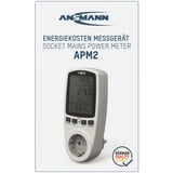 Ansmann Energiekosten-/ Leistungs-Messgerät APM2 weiß, Messung von W, kWh, A, Hz, PF