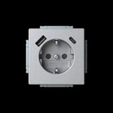 Busch-Jaeger Schutzkontakt Steckdose mit USB-A und USB-C Anschluss aluminium, Retail