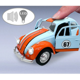 Jamara Volkswagen Classical Beetle 1967 Diecast, Modellfahrzeug hellblau/orange, Maßstab 1:28, inkl. Knopfzellen, Rückzugsmotor