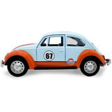 Jamara Volkswagen Classical Beetle 1967 Diecast, Modellfahrzeug hellblau/orange, Maßstab 1:28, inkl. Knopfzellen, Rückzugsmotor
