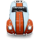 Jamara Volkswagen Classical Beetle 1967 Diecast, Modellfahrzeug hellblau/orange, Maßstab 1:28, inkl. Knopfzellen, Rückzugsmotor