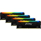 Kingston FURY DIMM 128 GB DDR4-3600 (4x 32 GB) Quad-Kit, Arbeitsspeicher schwarz, KF436C18BB2AK4/128, Beast RGB, INTEL XMP