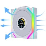 Lian Li UNI FAN SL120 LCD Wireless 3er-Pack inkl. Controller, Gehäuselüfter weiß, 124.5 mm