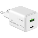 MediaRange 45W GaN Schnellladeadapter, Ladegerät weiß, Power Delivery 3.0