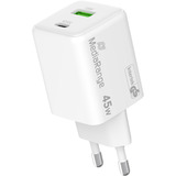 MediaRange 45W GaN Schnellladeadapter, Ladegerät weiß, Power Delivery 3.0