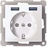 Merten Schutzkontakt Steckdose mit USB Ladegerät, Typ MEG2366-6035, Unterputz, 16 Ampere, 250 Volt weiß (glänzend), Retail