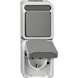 Merten Steckdosenkombination mit Schutzkontaktsteckdose 16 Ampere und Wechselschalter 10 Ampere grau, Retail