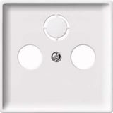 Merten Zentralplatte für Koaxial-Antennensteckdose, Unterputz, glänzend, Thermoplast weiß (glänzend), Retail