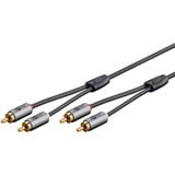 goobay Plus Stereo-Cinchkabel schwarz/silber, 5 Meter