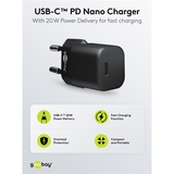 goobay USB-C Schnellladegerät Nano, PD, GaN, 20 Watt schwarz, 1x USB-C, Power Delivery 3.0