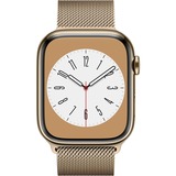 Apple Watch Series 8, Smartwatch gold, 45 mm, Milanaise Armband, Edelstahl-Gehäuse, LTE