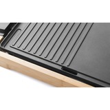 Bestron Teppanyaki Grillplatte mit Bambus-Gehäuse, Elektro-Grillplatte schwarz/holz, 2.000 Watt