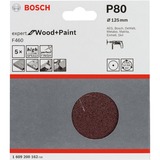 Bosch Schleifblatt F460 Expert for Wood and Paint, Ø 125mm, K80 5 Stück, für Bohrmaschinen