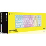 Corsair K65 RGB MINI, Gaming-Tastatur weiß, DE-Layout, Cherry MX RGB Speed Silver
