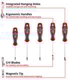 EINHELL Schraubendreher-Set, Außen-Sechsrund 5-teilig rot/schwarz, Ergonomische Zweikomponentengriffe