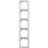 Gira Abdeckrahmen 5-fach mit Schriftfeld senkrecht glänzend weiß, Retail