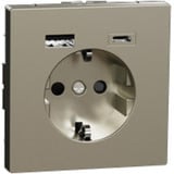 Merten Schutzkontakt Steckdose mit USB Ladegerät, Typ MEG2367-6036, Unterputz, 16 Ampere, 250 Volt edelstahl, Retail