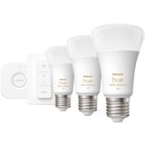 Philips Hue White Ambiance Starter-Kit E27, LED-Lampe drei Lampen, eine Hue-Bridge, ein Dimmschalter, ersetzt 60 Watt