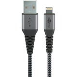 goobay Lightning USB-A Textilkabel mit Metallsteckern grau/silber, 1 Meter