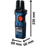 Bosch Offene Strommesszange GFM 1000-15, Messgerät blau/schwarz, 2x Batterien, Tasche
