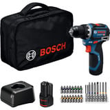 Bosch Professional Akku-Bohrschrauber GSR 12V-32 Professional, 12Volt blau/schwarz, 2x Li-Ionen Akku 2,0Ah, 24-teiliges Zubehör-Set, Werkzeugtasche